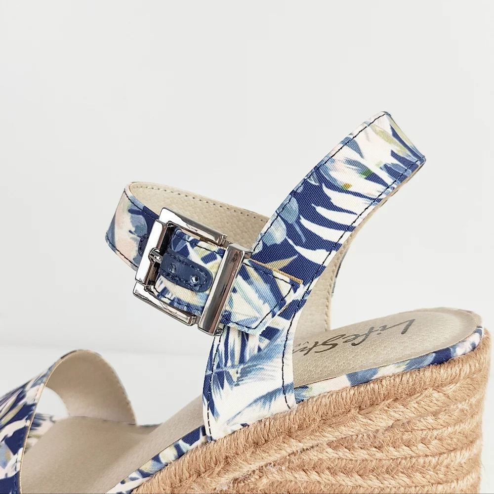 NEW! LifeStride Wedge Sandals Tango 2 Espadrilles Size 10 Heels Straw Woven Open